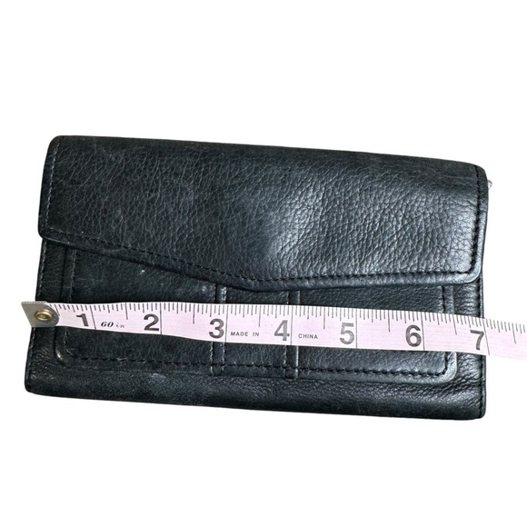 Fossil Black Leather Trifold  Wallet Checkbook Holder Snaps & Zips Ladies VTG - Picture 3 of 5